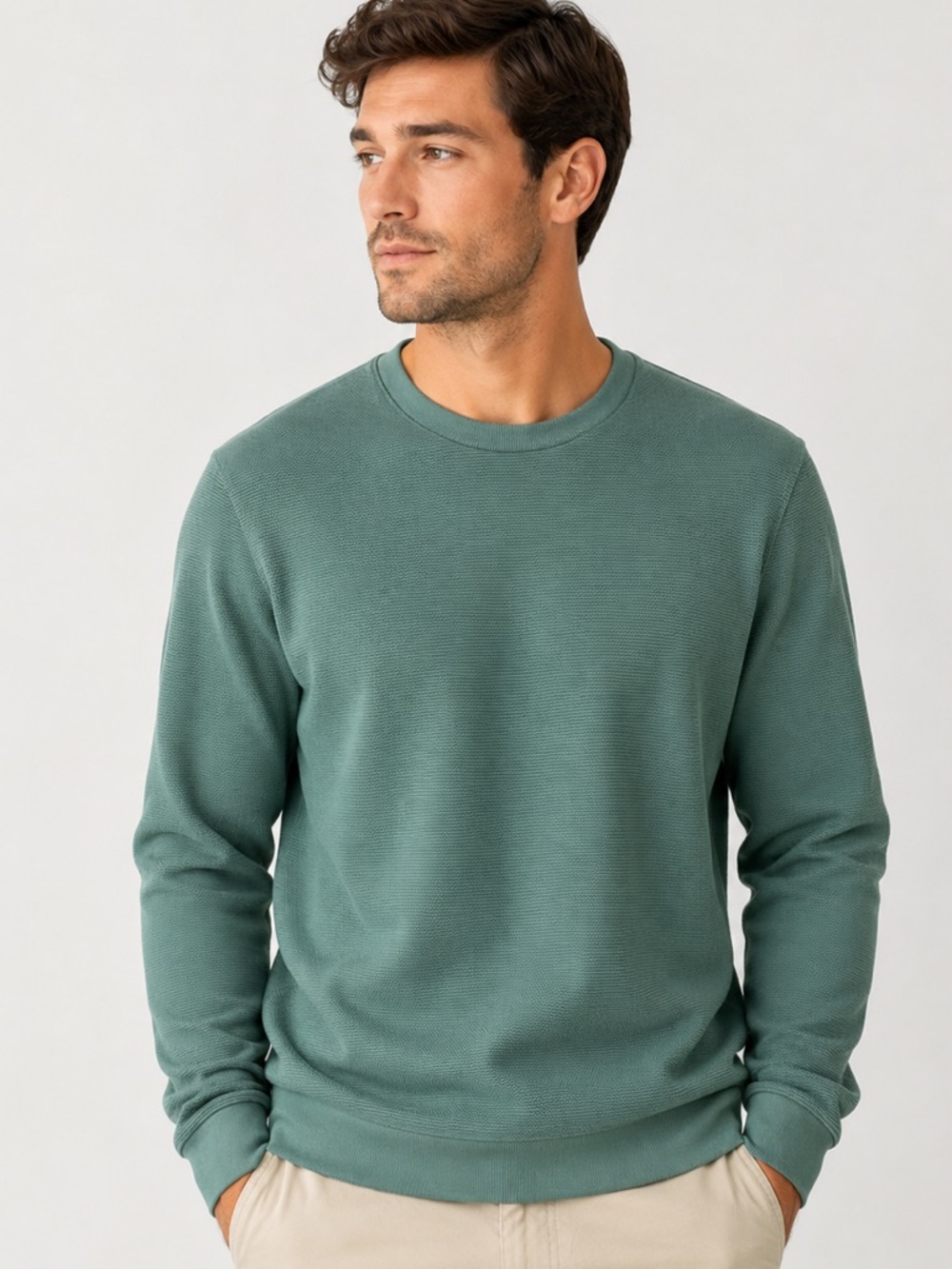 New! J. Crew Men’s Cotton moss-stitch crewneck sweater